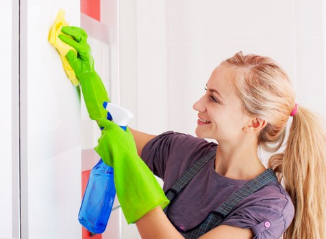 Professional cleaner tidying a modern living room in South Fremantle