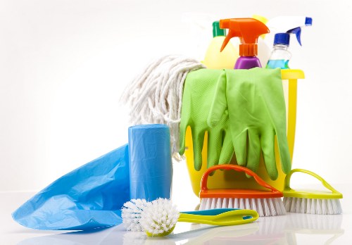 Eco-friendly cleaning products used by professionals